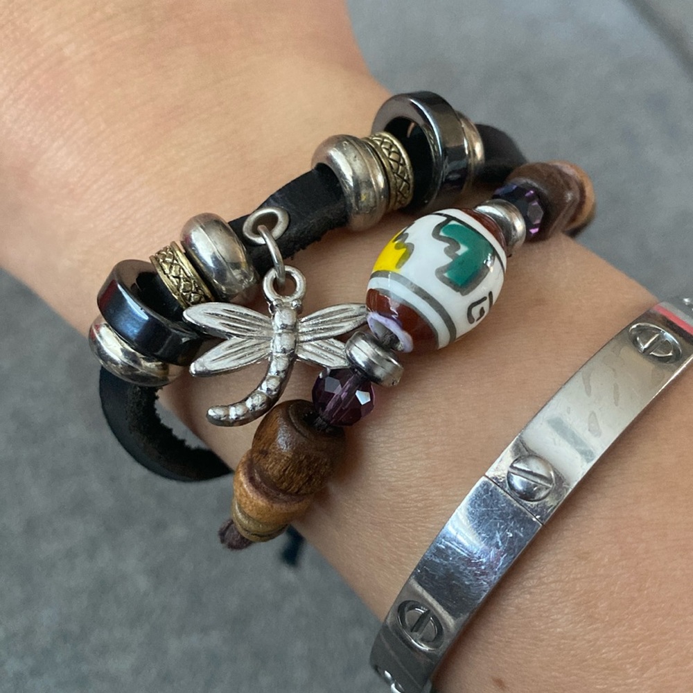 🖤Boho vintage Sweet Butterfly Beaded Leather Bracelet